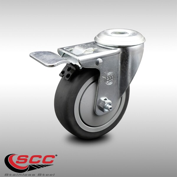 4 Inch SS Thermoplastic Rubber Swivel Bolt Hole Caster with Total Lock Brake SCC